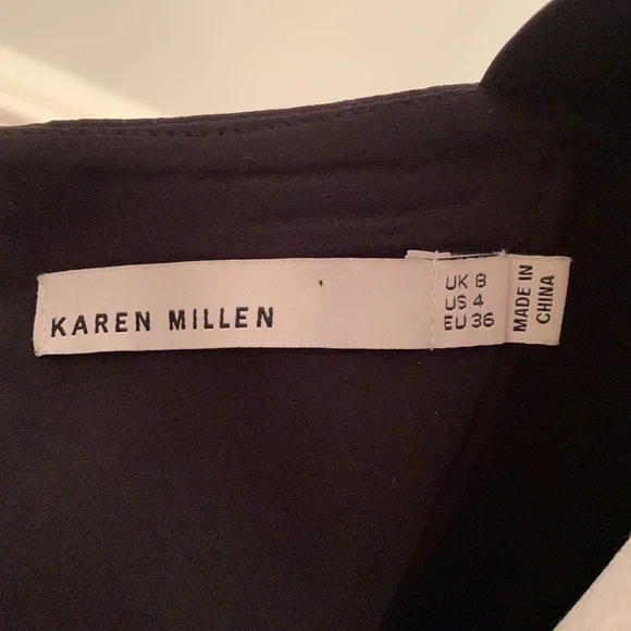 Karen Millen Organza Black & Champagne Dress Size 4 - Picture 5 of 5